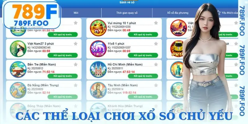 Các thể loại chơi cá cược trên danh mục xổ số 789F